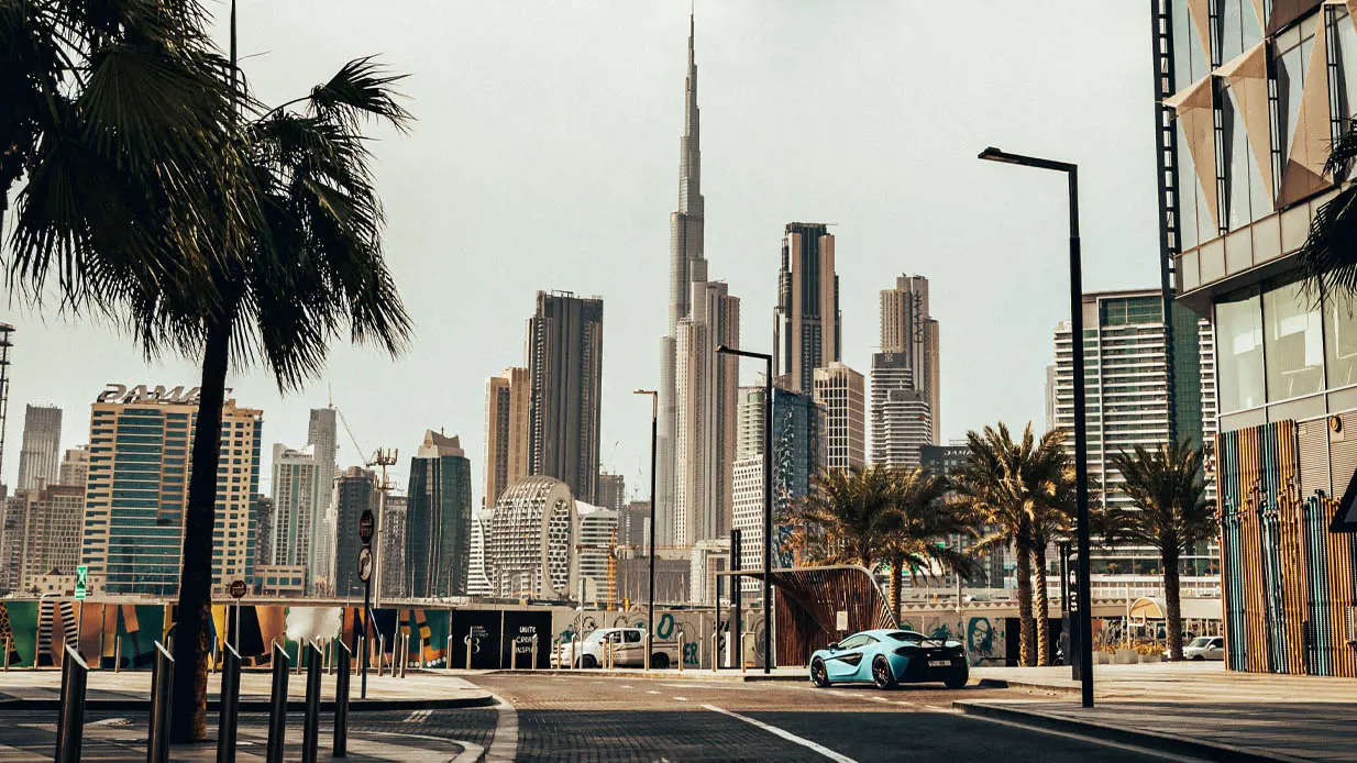 The Dubai skyline featuring the Burj Khalifa
